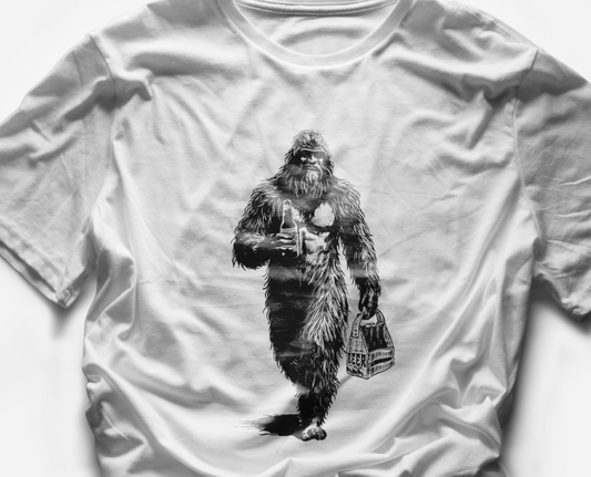 Bigfoot with beer t-shirt